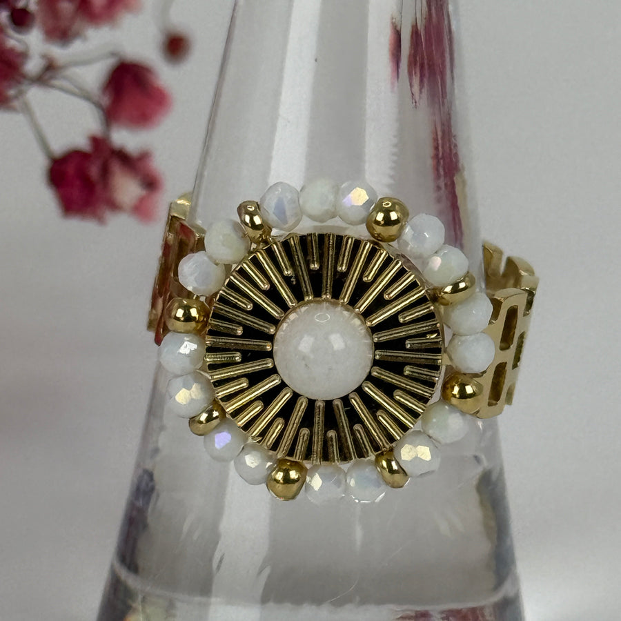 Drehbarer, verstellbarer Anti-Stress-Ring aus Edelstahl – goldfarben.