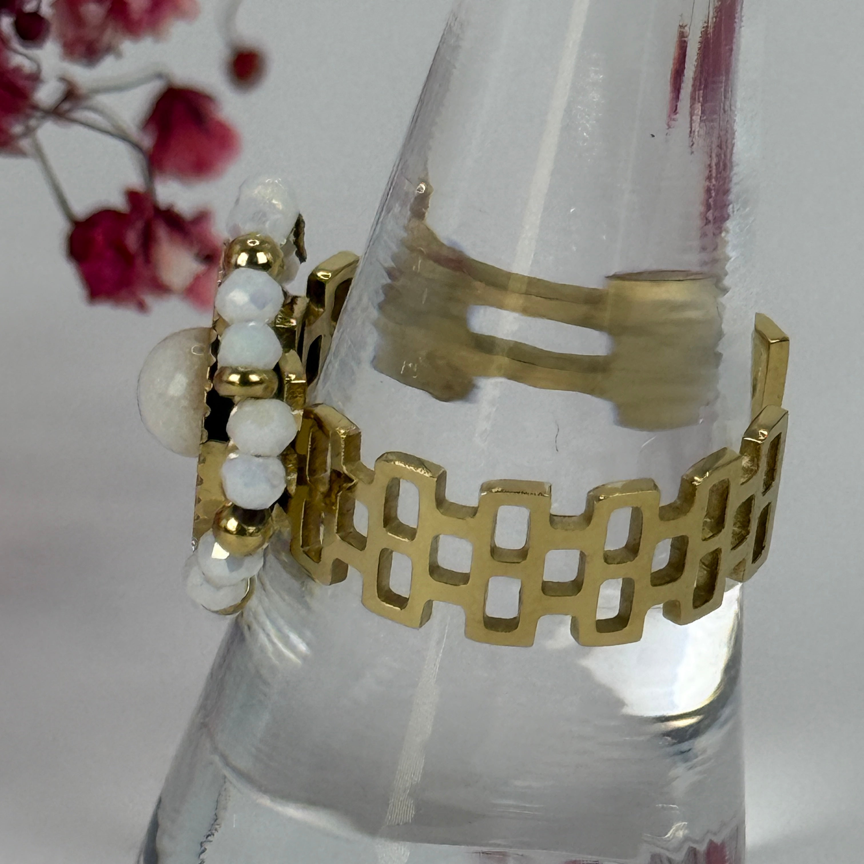 Drehbarer, verstellbarer Anti-Stress-Ring aus Edelstahl – goldfarben.