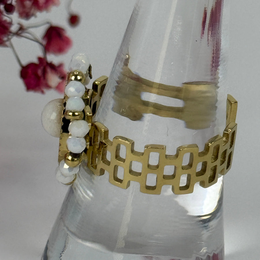 Drehbarer, verstellbarer Anti-Stress-Ring aus Edelstahl – goldfarben.