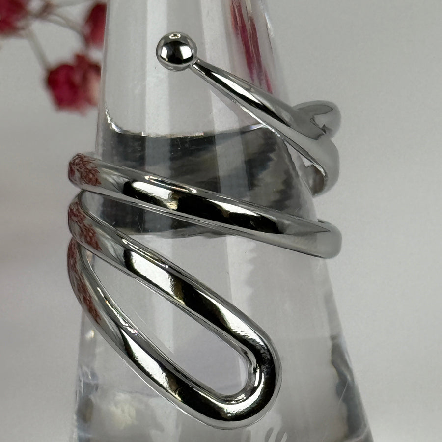 Verstellbarer Edelstahlring – Modernes Spiraldesign – gold- oder silberfarben