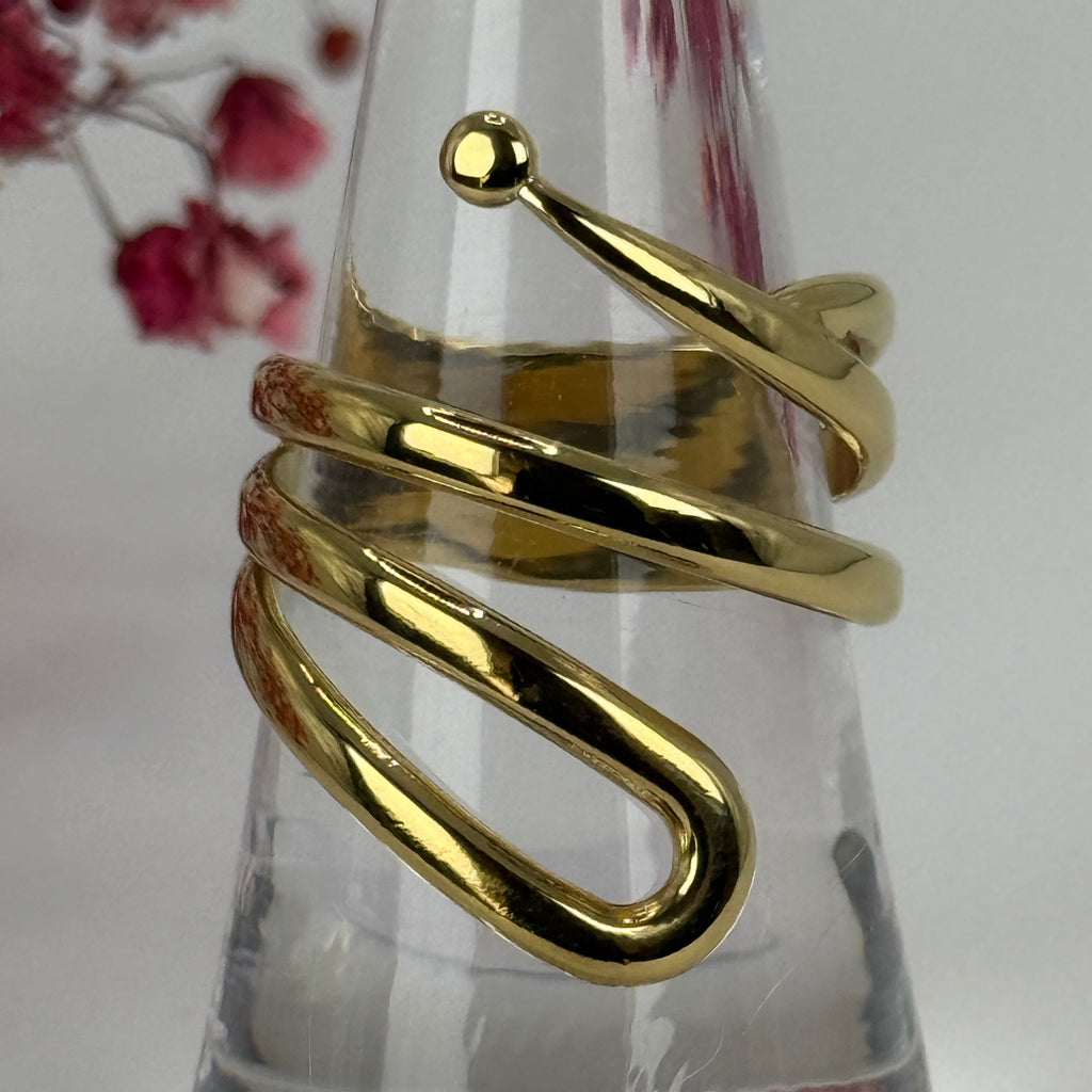 Verstellbarer Edelstahlring – Modernes Spiraldesign – gold- oder silberfarben