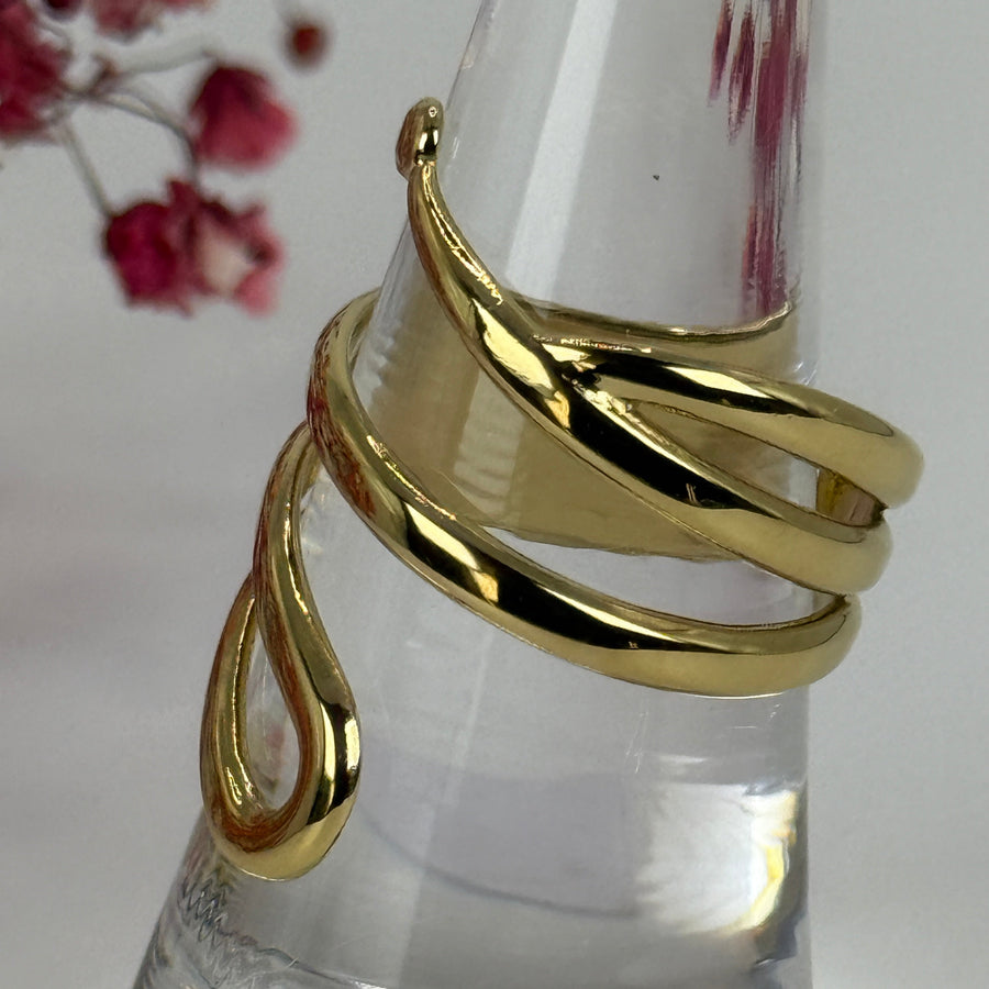 Verstellbarer Edelstahlring – Modernes Spiraldesign – gold- oder silberfarben