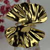 Verstellbarer Ring aus Edelstahl – Elegantes, gewelltes Blattdesign – Gold- oder Silberfinish