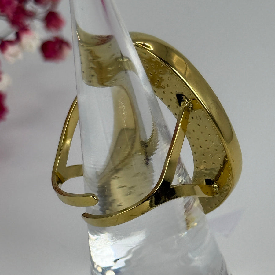 Verstellbarer Ring aus vergoldetem Edelstahl – Großer, moderner, ovaler Ring.