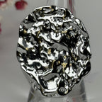 Verstellbarer Ring aus Edelstahl – Großes, gehämmertes organisches Medaillon – Gold- oder silberfarben