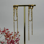 Lange Ohrringe aus goldfarbenem Edelstahl – Elegante feine Ketten