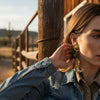 Boucles d’oreilles western en acier inoxydable doré – Chapeau, bottes cowgirl et perles fantaisie