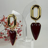 Boucles d’oreilles dorées en acier inoxydable – Cœur rouge brillant, design moderne