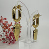 Boucles d’oreilles dorées en acier inoxydable – Cœur rouge brillant, design moderne