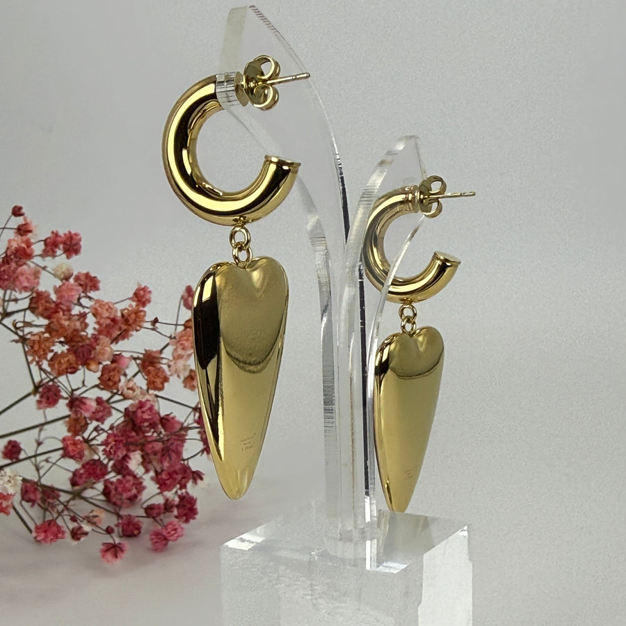 Vergoldete Edelstahl-Ohrringe – Herz im Schildpatt-Look, modernes und elegantes Design