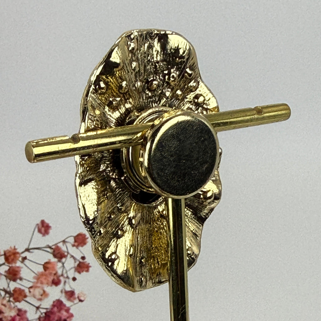 Broche aimantée vintage en acier inoxydable – Bijou élégant avec pierre noire