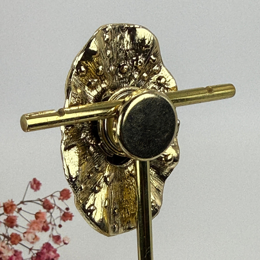 Broche aimantée vintage en acier inoxydable – Bijou élégant avec pierre noire