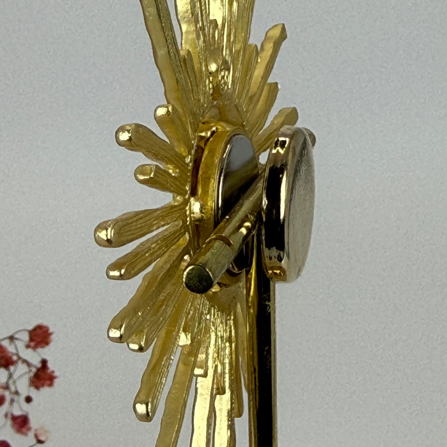 Broche aimantée soleil – Doré mat  – Acier inoxydable