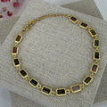 Bracelet ajustable en acier inoxydable doré – Pierres multicolores