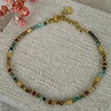 Bracelet en acier inoxydable doré – perles multicolores jaspe & rubis zoïsite – style bohème chic