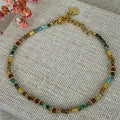Bracelet en acier inoxydable doré – perles multicolores jaspe & rubis zoïsite – style bohème chic