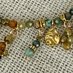 Bracelet pampilles dorées en acier inoxydable – perles jaspe multicolores style bohème
