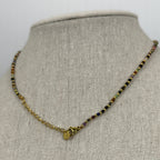 Collier multicolore – Œil de tigre & perles facettées dorées