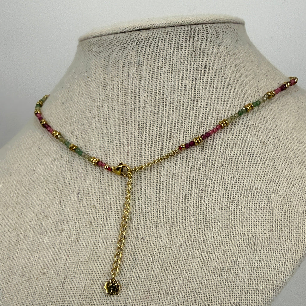 Collier perles fines multicolores & acier inoxydable doré – Bijou délicat femme