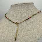 Collier perles fines multicolores & acier inoxydable doré – Bijou délicat femme