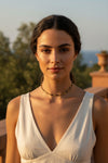 Collier perles fines multicolores – Acier inoxydable doré – Ras-du-cou élégant