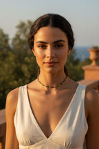Collier perles fines multicolores – Acier inoxydable doré – Ras-du-cou élégant