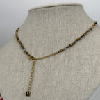 Collier perles fines multicolores – Acier inoxydable doré – Ras-du-cou élégant