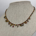 Collier pierre naturelle multicolore – acier inoxydable doré, breloques fines – Bijou tendance femme