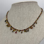 Collier pierre naturelle multicolore – acier inoxydable doré, breloques fines – Bijou tendance femme