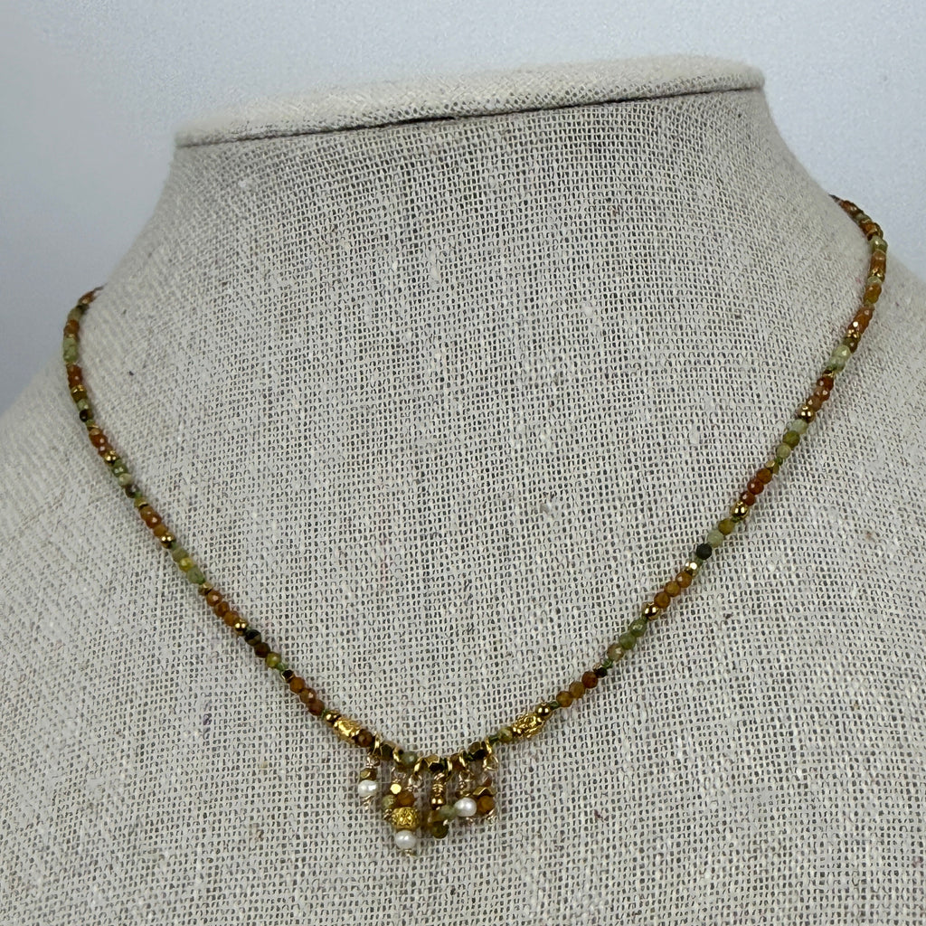 Collier perles facettées en acier inoxydable doré – Charms élégants