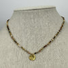 Collier en pierres naturelles multicolores & médaille dorée – Acier inoxydable goldfilled