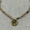 Collier en pierres naturelles multicolores & médaille dorée – Acier inoxydable goldfilled