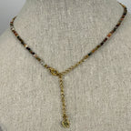 Collier en pierres naturelles multicolores & médaille dorée – Acier inoxydable goldfilled