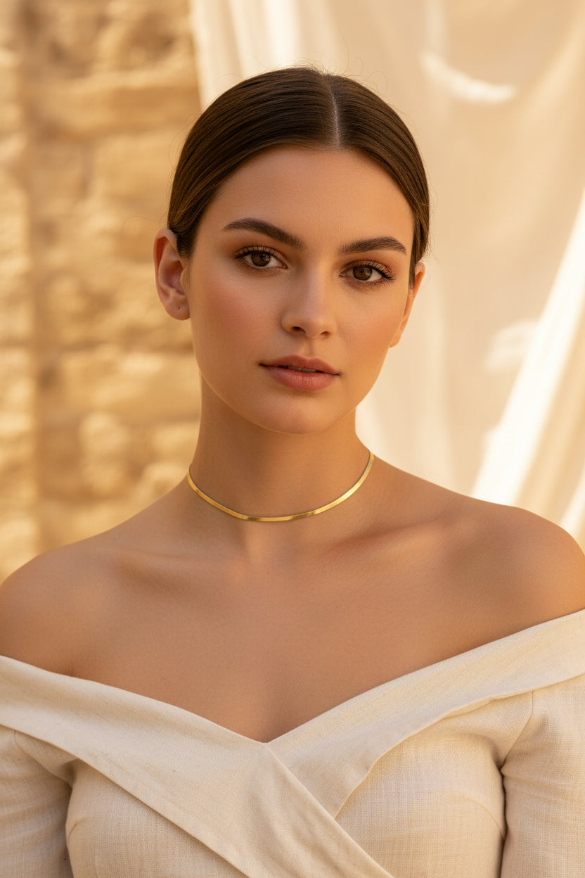 Vergoldete Halskette aus Edelstahl – Elegante Schlangenkette