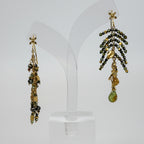 Mismatch oorbellen van roestvrij staal – kettingen & groene steen kralen – trendy sieraden