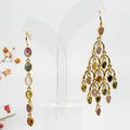 Boucles d’oreilles dépareillées en acier inoxydable – Pierres multicolores, style bohème chic