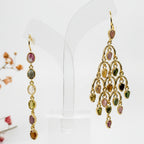 Boucles d’oreilles dépareillées en acier inoxydable – Pierres multicolores, style bohème chic