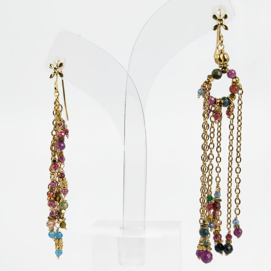 Bunt gemusterte Ohrringe aus Edelstahl – Boho-Chic-Stil