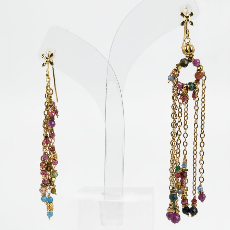 Boucles d’oreilles dépareillées multicolores en acier inoxydable – Style bohème chic