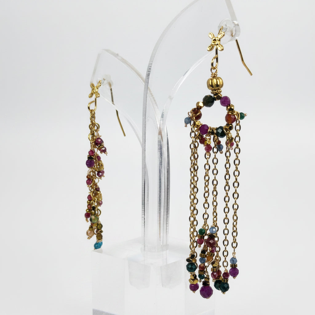Bunt gemusterte Ohrringe aus Edelstahl – Boho-Chic-Stil
