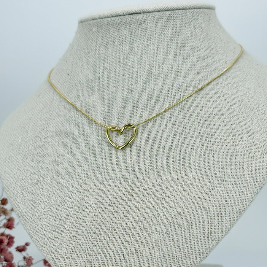 Geknoopte hartketting van roestvrij staal – Goud- of zilverkleurig – Fijne verstelbare ketting.
