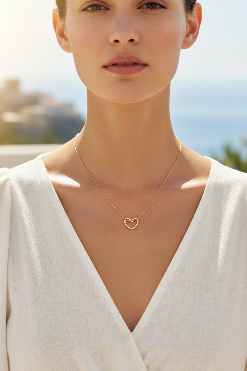 Geknoopte hartketting van roestvrij staal – Goud- of zilverkleurig – Fijne verstelbare ketting.