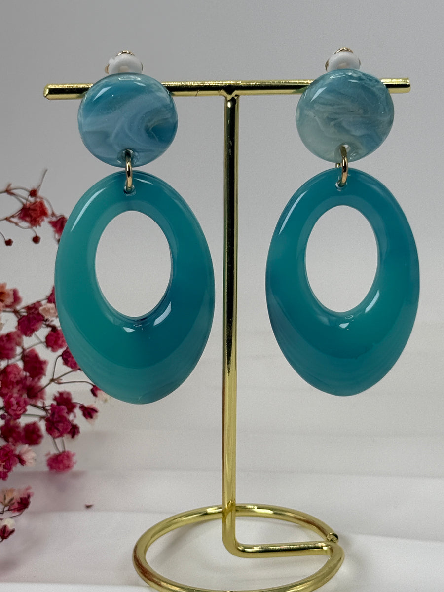 Boucles d’oreilles en résine à clips – Ovales chic – 3 coloris