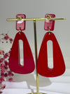 Boucles d’oreilles en résine à enfiler – Design trapèze ajouré – 5 coloris