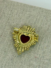Broche épingle cœur rouge dorée en acier inoxydable – 3 cm