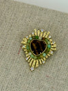 Broche épingle cœur marron dorée en acier inoxydable – 3 cm