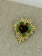 Broche épingle cœur marron dorée en acier inoxydable – 3 cm