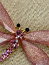 Broche libellule rose en acier inoxydable – 9 cm