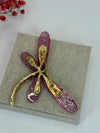 Broche libellule rose en acier inoxydable – 9 cm