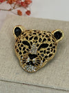 Broche léopard en acier inoxydable dorée 4.5cm